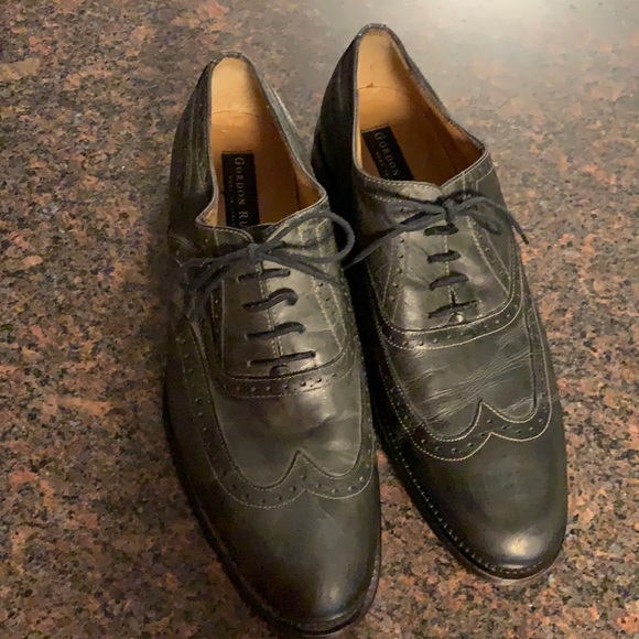 Gordon Rush Distressed Gray Leather Oxfords. - Picture 1 of 11